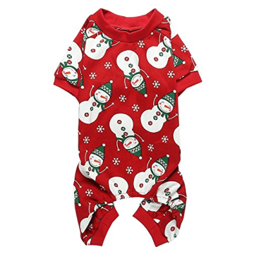Lanyarco Cute Snowman Christmas Dog Pajamas, Soft Cotton Xmas Christmas Pajamas for Dogs Holiday Pet...
