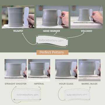 OUTPOST POTTERY Profile Ribs - Precision Pottery Rib Tools Made W/Durable PLA for Consistent Shapes, Floating Designs & Accurate Craft - Texture & Trimming Tools (Mugs & Cups Bundle)
