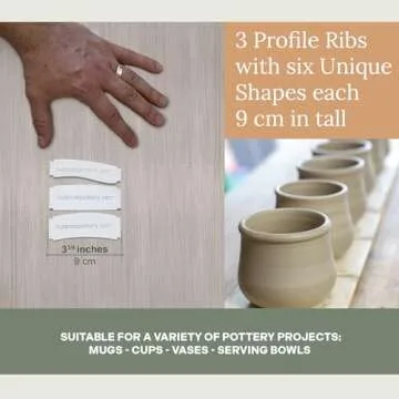 OUTPOST POTTERY Profile Ribs - Precision Pottery Rib Tools Made W/Durable PLA for Consistent Shapes, Floating Designs & Accurate Craft - Texture & Trimming Tools (Mugs & Cups Bundle)