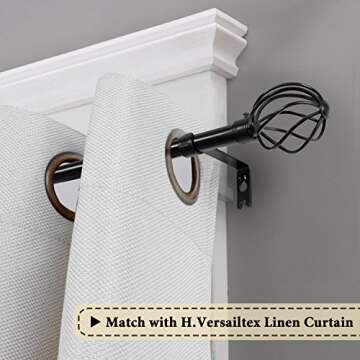 H.VERSAILTEX Window Curtain Rods for Windows 66 to 120 Inches Adjustable Decorative 3/4 Inch Diamete...