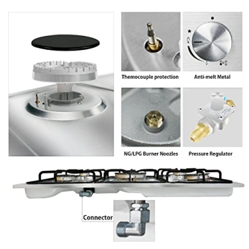 Karinear Gas Cooktop 30 Inch 5 Burners Built-in