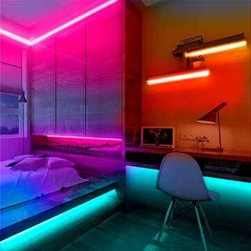 DAYBETTER Led Lights Color Changing Led Strip Lights with Remote Controller 60 ft, 2 Rolls of 30 ft Led Lighting for Bedroom, Home Decoration