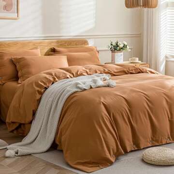 JELLYMONI Cotton Duvet Cover Twin Size - 100% Washed Cotton Linen Like Textured Comforter Cover, 2 Pieces Breathable Soft Bedding Set with Button Closure (Burnt Orange, Twin 68"x90")