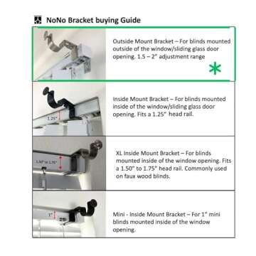 NONO Bracket - Outside Mounted Blinds Curtain Rod Bracket Attachment Set of 3 (White)