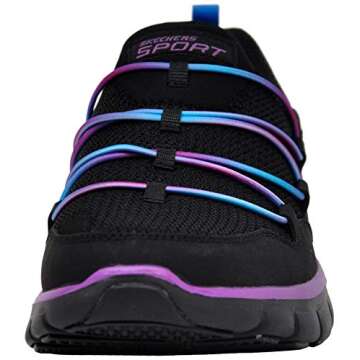 Skechers Sport Women's Loving Life Memory Foam Fashion Sneaker, Black/Purple, 8.5 M US