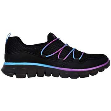 Skechers Sport Women's Loving Life Memory Foam Fashion Sneaker, Black/Purple, 8.5 M US