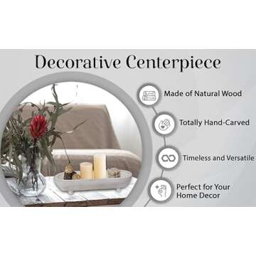 TheRosi Rustic Handcrafted Wooden Dough Bowl for Decor - Organic Modern Style, Unique Four-Legged Base - Versatile Use - Artisan-Crafted Dough Bowl for Stylish Home Decor