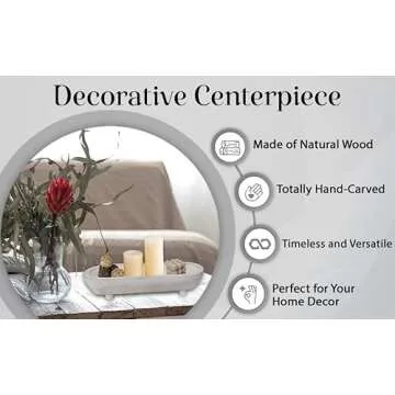 TheRosi Rustic Handcrafted Wooden Dough Bowl for Decor - Organic Modern Style, Unique Four-Legged Base - Versatile Use - Artisan-Crafted Dough Bowl for Stylish Home Decor