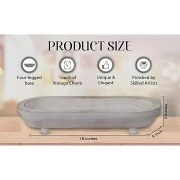 TheRosi Rustic Handcrafted Wooden Dough Bowl for Decor - Organic Modern Style, Unique Four-Legged Base - Versatile Use - Artisan-Crafted Dough Bowl for Stylish Home Decor