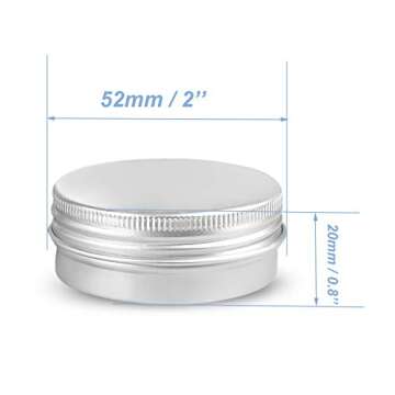Round Silver Aluminum Metal Tin Storage Jar Containers with Secure Screw Top Lids for Cosmetic, Lip Balm,Salves, Candles,Skin Care and tea, 24pcs