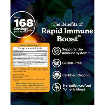 Herb Pharm Organic Rapid Immune Boost: Fast-Absorbing Tincture for Adults, Echinacea Tincture with G...