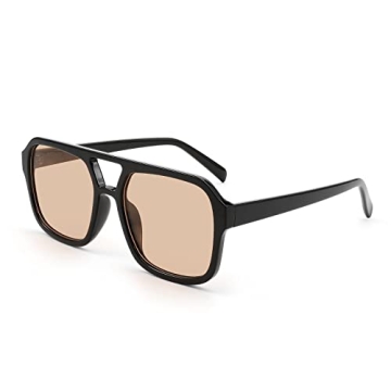 Karsaer Vision Retro Aviator Sunglasses Classic Vintage Square Frame 70s Double Bridge Sun Glasses