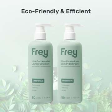 FREY Liquid Laundry Detergent – 50 Loads | Ultra Concentrated, Natural, Eco-Friendly Formula | Scent: Cedar Grove (Cedarwood, Oakmoss & Amber) | Gentle on Clothes | Vegan & Cruelty-Free | 2-Pack