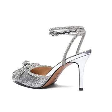 Vertundy Lace Up Heeled Sandals with Rhinestone Bowknot