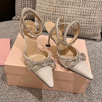Vertundy Lace Up Heeled Sandals with Rhinestone Bowknot