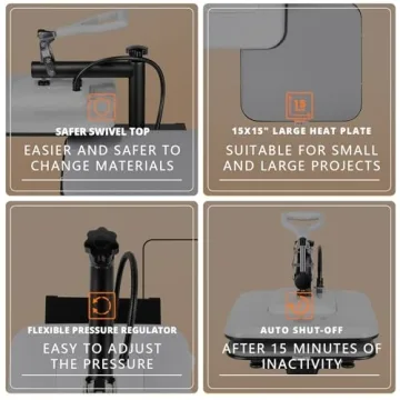 HTVRONT 15x15 Heat Press for Sublimation & Vinyl Projects