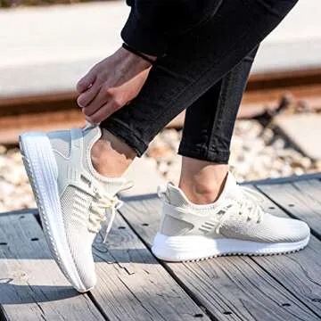 SDolphin Running Shoes Women Sneakers - Tennis Walking Shoes Ladies Athletic Workout Fashion Lightweight Mesh Memory Foam Road Running Shoes Beige