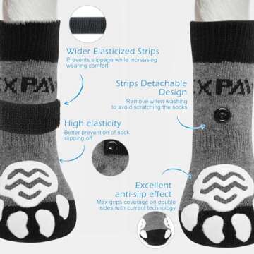 EXPAWLORER Anti-Slip Dog Socks to Prevent Licking Paws,Dog Shoes for Hot/Cold Pavement,Best Paw Protector Traction Control on Hardwood Floor,Dog Booties for Puppy Small Medium Large Senior Dogs
