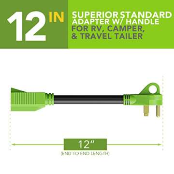 Leisure Cords 30 Amp Male to 15 Amp Female Dogbone Adapter RV Electrical Converter Cord Cable (30A M...