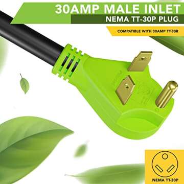 Leisure Cords 30A Male to 15A Female RV Adapter Cable