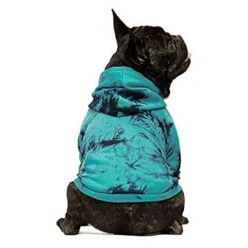 Fitwarm Tie Dye Dog Hoodie, Dog Clothes for Small Dogs Boy, Puppy Sweatshirt, Pet Outfit, Cat Clothing, Azure Blue, Black, Large
