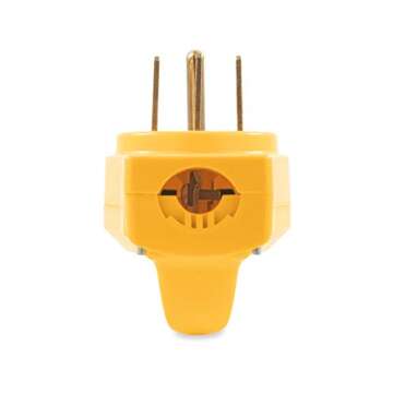 Camco Power Grip Camper/RV Replacement Plug - Attach 50 Amp Plug to Existing RV Extension Cord - Features 50 Amp RV Plug (NEMA 14-50P) & Ergonomic Designed Handle - Rated 125-250V/12,500W (55255)