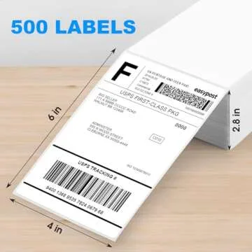 MaxGear 4" x 6" Direct Thermal Labels, 500 Fanfold Labels, for Shipping & Mailing, Perforated White, Commercial Grade with Permanent Adhesive, Compatible with Most Thermal Printers,1 Stack