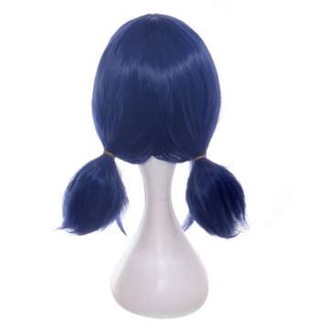 DAZCOS Blue Anime Cosplay Wig with Eyepatch & Bow