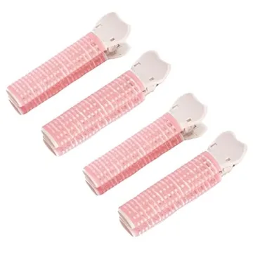 Volumizing Pink Velcro Hair Rollers with Clips for All Hair Types | 4PCS