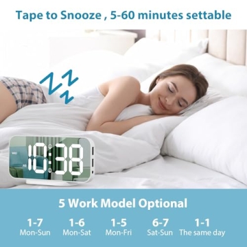 ALANAS Mirror LED Alarm Clock with USB Charging Ports