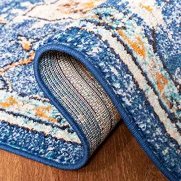 SAFAVIEH Madison Collection Runner Rug - 2' x 8', Blue & Light Blue, Boho Chic Medallion Distressed Design, Non-Shedding & Easy Care, Ideal for High Traffic Areas in Living Room, Bedroom (MAD473M)