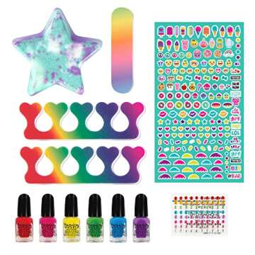 Fashion Angels Pretty Pedi Pedicure Kit for Girls - Creative Nail Spa Set with Polish, Stickers, and...
