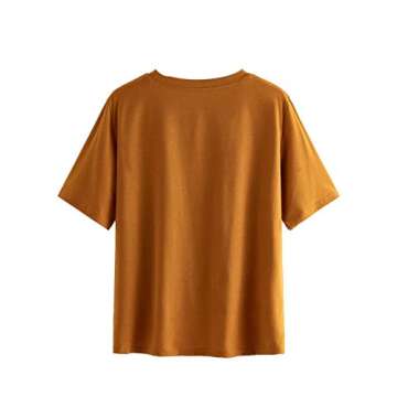 SOLY HUX Women's Car & Letter Graphic Print T-Shirt Casual Summer Short Sleeve Top Yellow XL