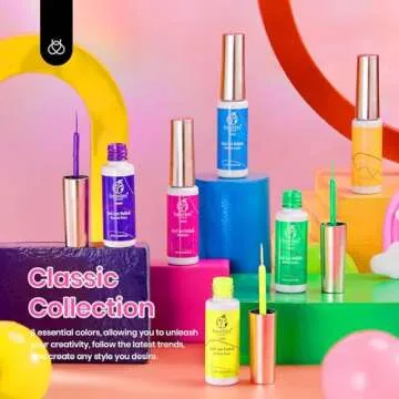 Beetles Nail Art Gel Liner Nail Polish Set - 6 Neon Gel Nail Polish Colors Hot Pink Orange Blue Yell...