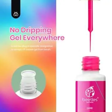 Beetles Nail Art Gel Liner Nail Polish Set - 6 Neon Gel Nail Polish Colors Hot Pink Orange Blue Yellow Paint for Nails Built Thin Brush in Bottle Soak off Uv LED Lamp Nails Art