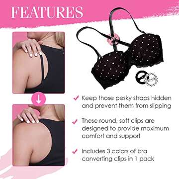 Hollywood Fashion Secrets Bra Converting Clips, 3 Count