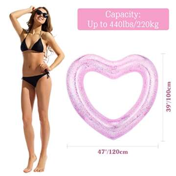 HeySplash Pool Floats, Adult Size Heart Inflatable Pool Floatie for Bachelorette Party, Swim Tube Ri...