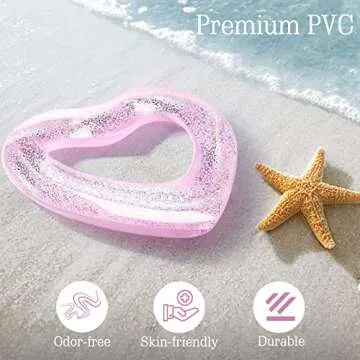 HeySplash Heart Inflatable Pool Float for Summer Fun