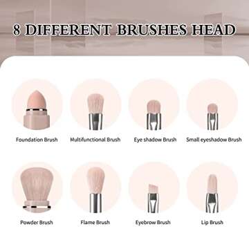 Travel Makeup Brushes Set, START MAKERS Retractable 8 in 1 Mini Powder Brush Beauty Sponge Blender, Premium Portable Foundation Blush Concealers Eyeshadow Make up Brush Set with Storage Boxes (Pink)