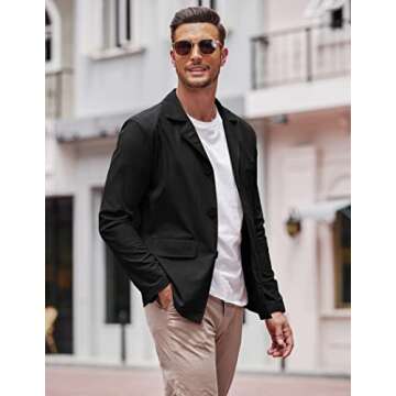 COOFANDY Men's Casual Sport Coat Cotton Linen Blazer Jacket Lightweight Suit Jackets Black