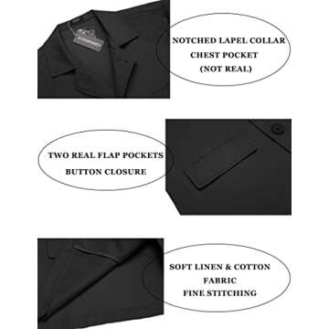 COOFANDY Men's Casual Sport Coat Cotton Linen Blazer Jacket Lightweight Suit Jackets Black