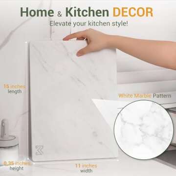 MophonicHome Stone Drying Mat for Kitchen Counter, Diatomaceous Earth Dish Drying Stone, Super Absorbent, Quick Dry, White Marble 15x11 inches