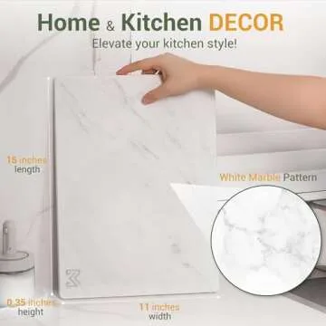 MophonicHome Stone Drying Mat for Kitchen Counter, Diatomaceous Earth Dish Drying Stone, Super Absorbent, Quick Dry, White Marble 15x11 inches
