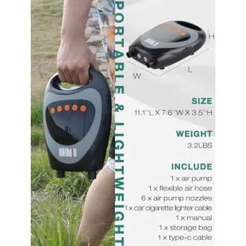 Niphean Paddle Board Pump, Sup Pump with Auto-Off, Electric Air Pump with Built-in Battery, Air Pump for Inflatables&Deflatable, 20PSI High Pressure Portable Air Pump, Electric Pump for Paddle Board