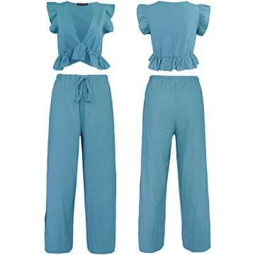 FANCYINN Womens 2 Piece Set with Deep V Neck Style