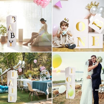 Stylish Baby Shower Boxes with Gold Letters for Events