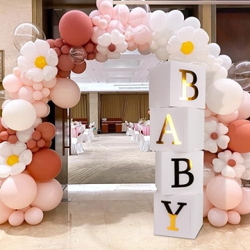 Stylish Baby Shower Boxes with Gold Letters for Events