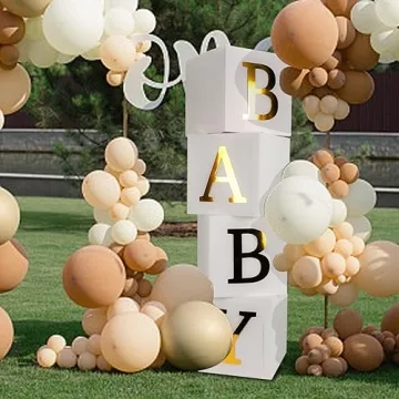 Stylish Baby Shower Boxes with Gold Letters for Events