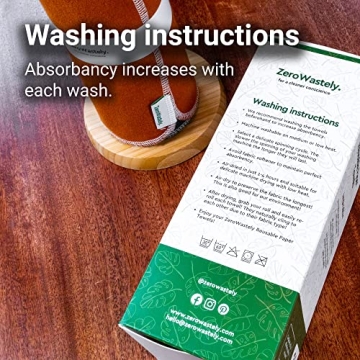 Reusable Paper Towels - Value Pack of 24 Paperless Towels! 100% Cotton, Super Soft, Absorbent, Washable and Made To Last Cut Back Waste Less with our Cloth By ZeroWastely