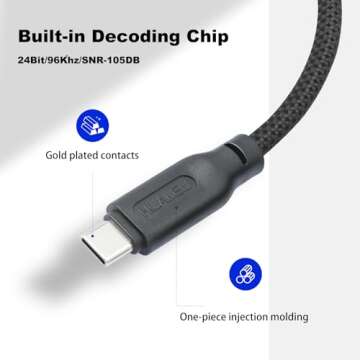 HUALEU USB C to XLR Male Output Audio Cable 24Bit